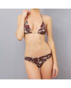Maillot de bain Flores 2 pièces triangles moulés marron/crème