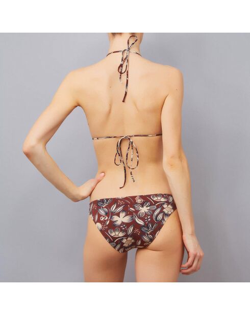 Maillot de bain Flores 2 pièces triangles moulés marron/crème