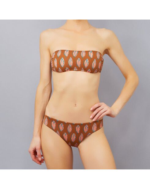 Maillot de bain 2 pièces Plumas  bandeau marron