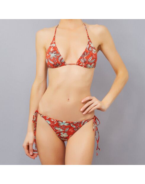 Maillot de bain 2 pièces Flores  triangles souples rouge