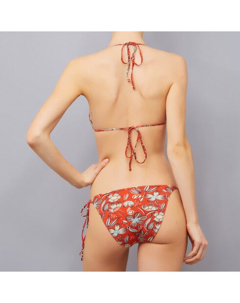 Maillot de bain 2 pièces Flores  triangles souples rouge