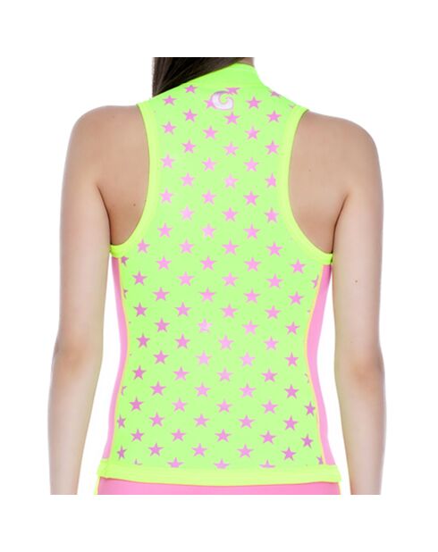 Top de bain Anti UV en Néoprène imprimé étoiles rose/jaune