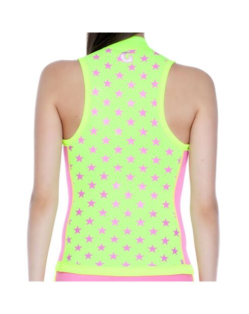 Top de bain Anti UV en Néoprène imprimé étoiles rose/jaune