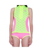 Top de bain Anti UV en Néoprène imprimé étoiles rose/jaune