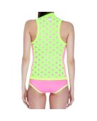Top de bain Anti UV en Néoprène imprimé étoiles rose/jaune