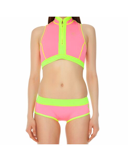 Brassière de bain en Néoprène rose/jaune