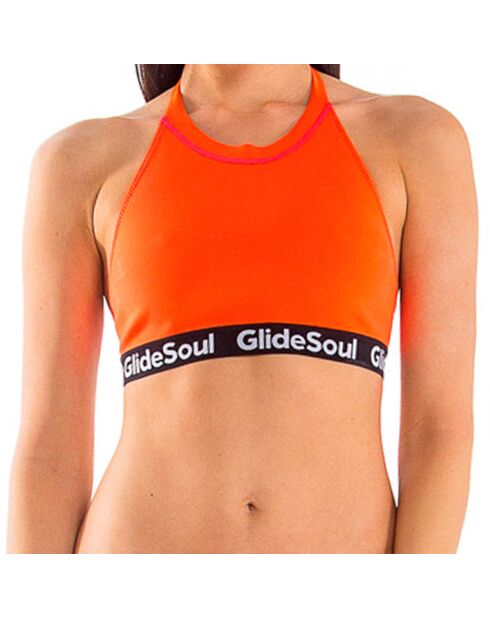 Orangefarbenes Bralette-Bikinioberteil aus Neopren