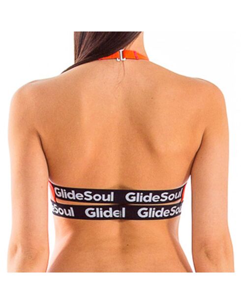 Orangefarbenes Bralette-Bikinioberteil aus Neopren