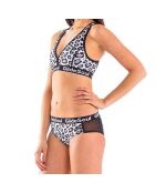 Bas de maillot shorty en Néoprène imprimé léopard noir/blanc