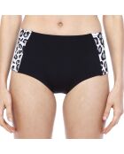 Bas de maillot shorty taille mi-haute en Néoprène imprimé léopard noir/blanc