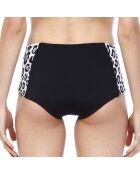 Bas de maillot shorty taille mi-haute en Néoprène imprimé léopard noir/blanc