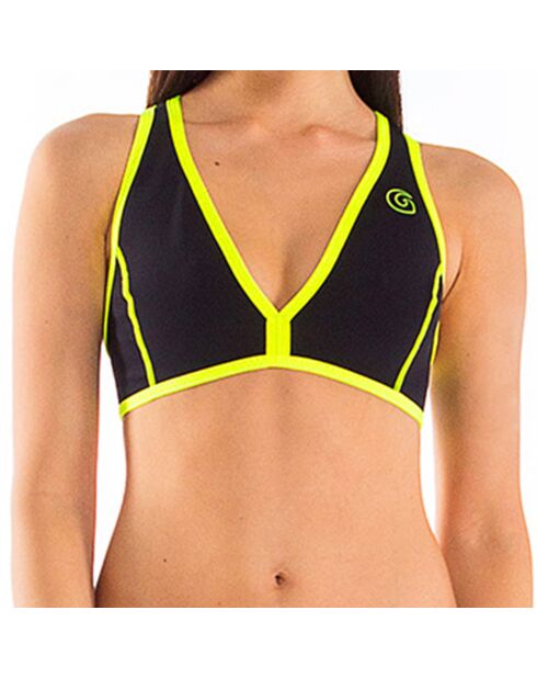 Haut de maillot Brassière en Néoprène jaune néon