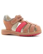 Sandales en Cuir Platinium camel/rouge