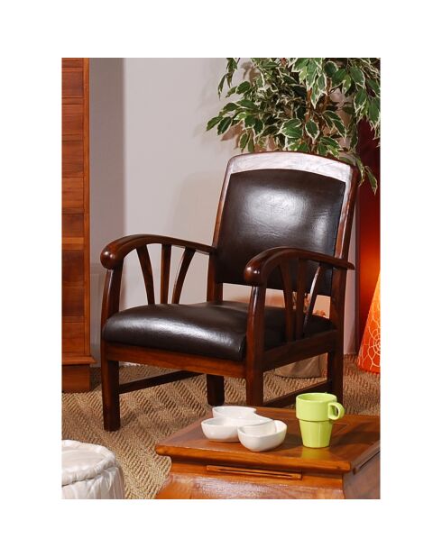 Fauteuil Cuir noir - D.60xH.82 cm