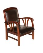 Fauteuil Cuir marron - D.60xH.82 cm