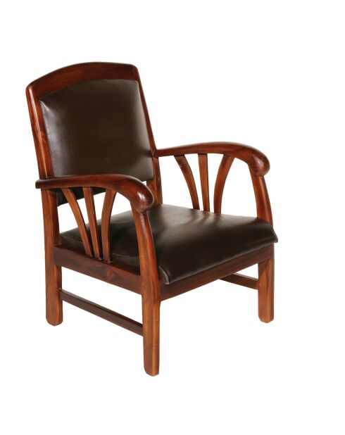 Fauteuil Cuir marron - D.60xH.82 cm