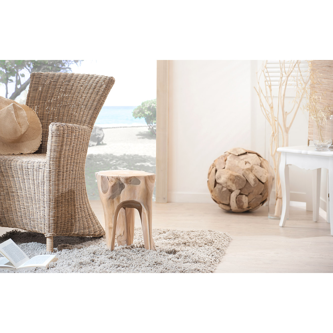 Tabouret rond bois - D.30xH.40 cm