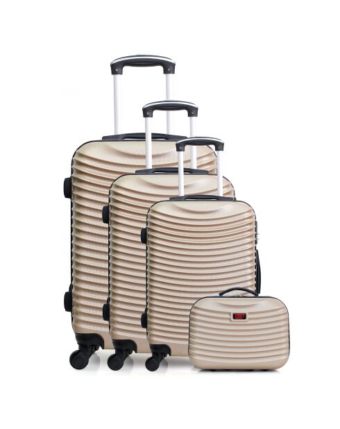 3 Valises 4 roues  Etna-C 55/65/75 cm & Vanity dorées