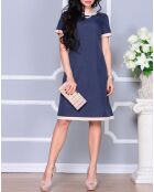 Robe en Lin mélangé marine/beige