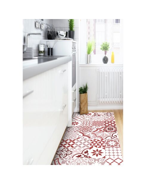 Tapis vinyle Adèle rouge - 50x140 cm