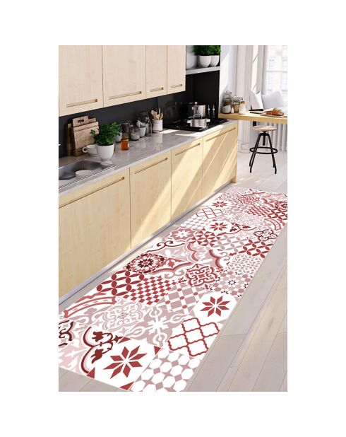 Tapis vinyle Adèle rouge - 50x140 cm