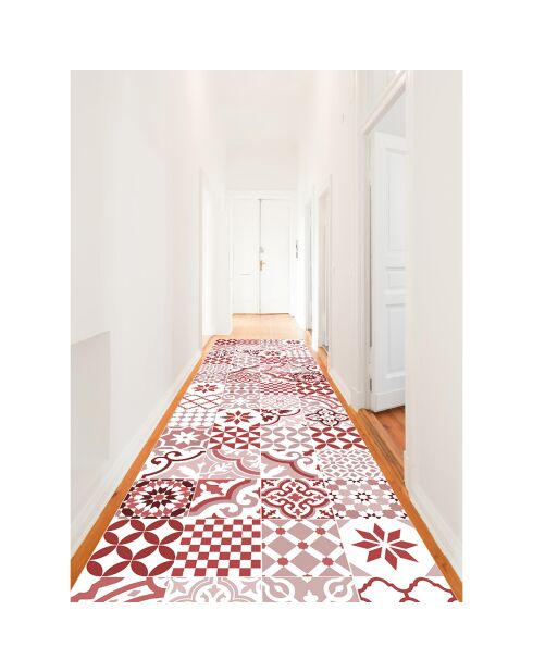 Tapis vinyle Adèle rouge - 80x300 cm