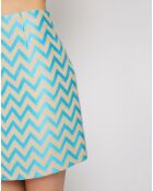 Jupe Madrid imprimée graphique turquoise