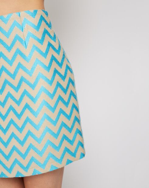 Jupe Madrid imprimée graphique turquoise