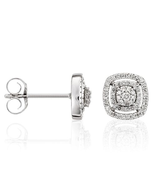 Boucles d'oreilles Carré richesse Diamants 0.25 ct or blanc