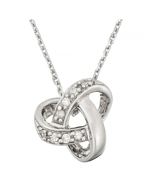 Pendentif Noeud Elegance Diamants 0.04 ct or blanc