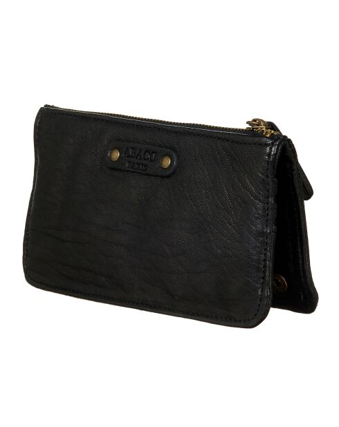 Portefeuille en Cuir d'Agneau Nina noir - 10.5x19x1 cm