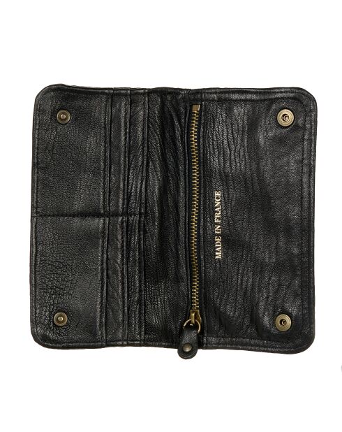 Portefeuille en Cuir d'Agneau Nina noir - 10.5x19x1 cm