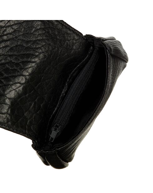 Cartera Friend de piel de cordero negra - 14x9 cm