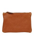 Pochette en Cuir d'Agneau Zoe caramel - 20x14x3 cm