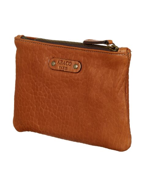 Pochette en Cuir d'Agneau Zoe caramel - 20x14x3 cm