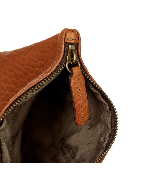 Pochette en Cuir d'Agneau Zoe caramel - 20x14x3 cm