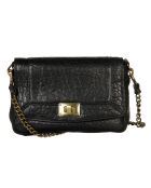 Sac bandoulière  en Cuir d'Agneau Gaby noire - 21x15x7 cm
