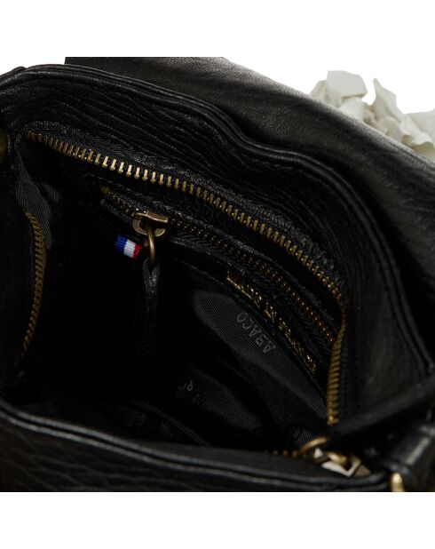 Sac bandoulière  en Cuir d'Agneau Gaby noire - 21x15x7 cm
