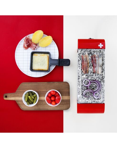 Raclette & Pierre à griller RP2 noir/rouge - 2 personnes