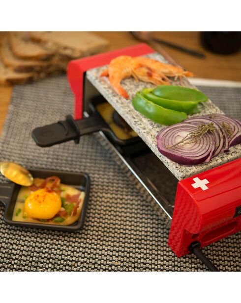 Raclette & Pierre à griller RP2 noir/rouge - 2 personnes