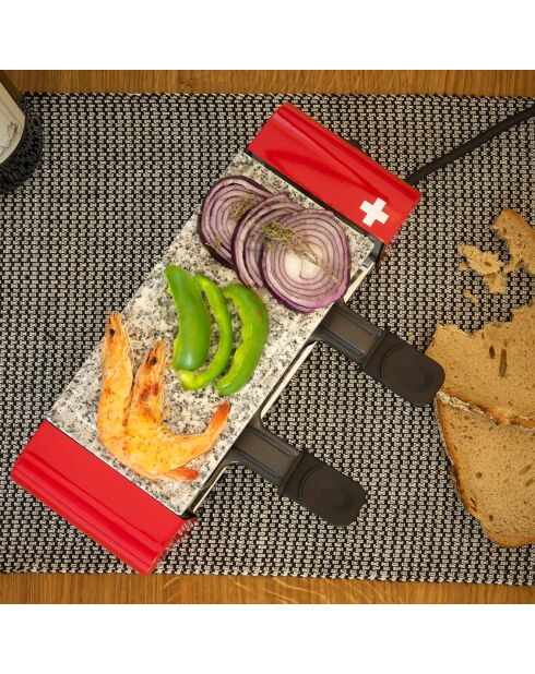 Raclette & Grillstein RP2 schwarz/rot - 2 Personen