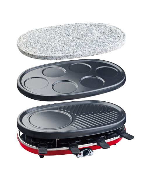 Raclette 4-en-1 RP418 noir/rouge - 8 personnes