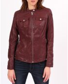Veste en Cuir d'Agneau Arya bordeaux