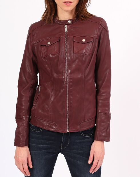 Veste en Cuir d'Agneau Arya bordeaux