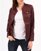 Veste en Cuir d'Agneau Arya bordeaux