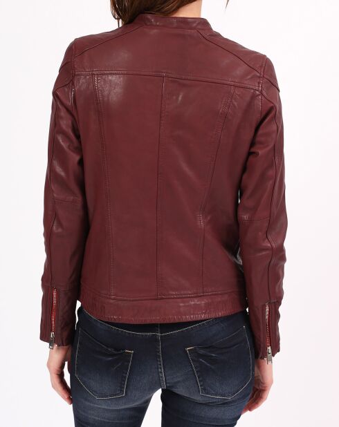 Veste en Cuir d'Agneau Arya bordeaux
