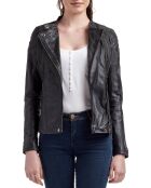 Veste en Cuir d'Agneau Adeline noire