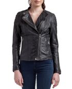 Veste en Cuir d'Agneau Adeline noire