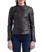 Veste en Cuir d'Agneau Adeline noire