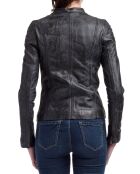 Veste en Cuir d'Agneau Adeline noire